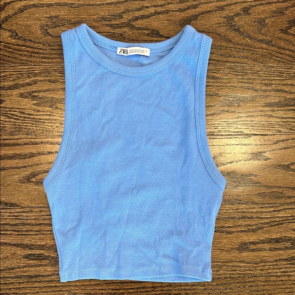 Zara Sky Blue Sleeveless Top